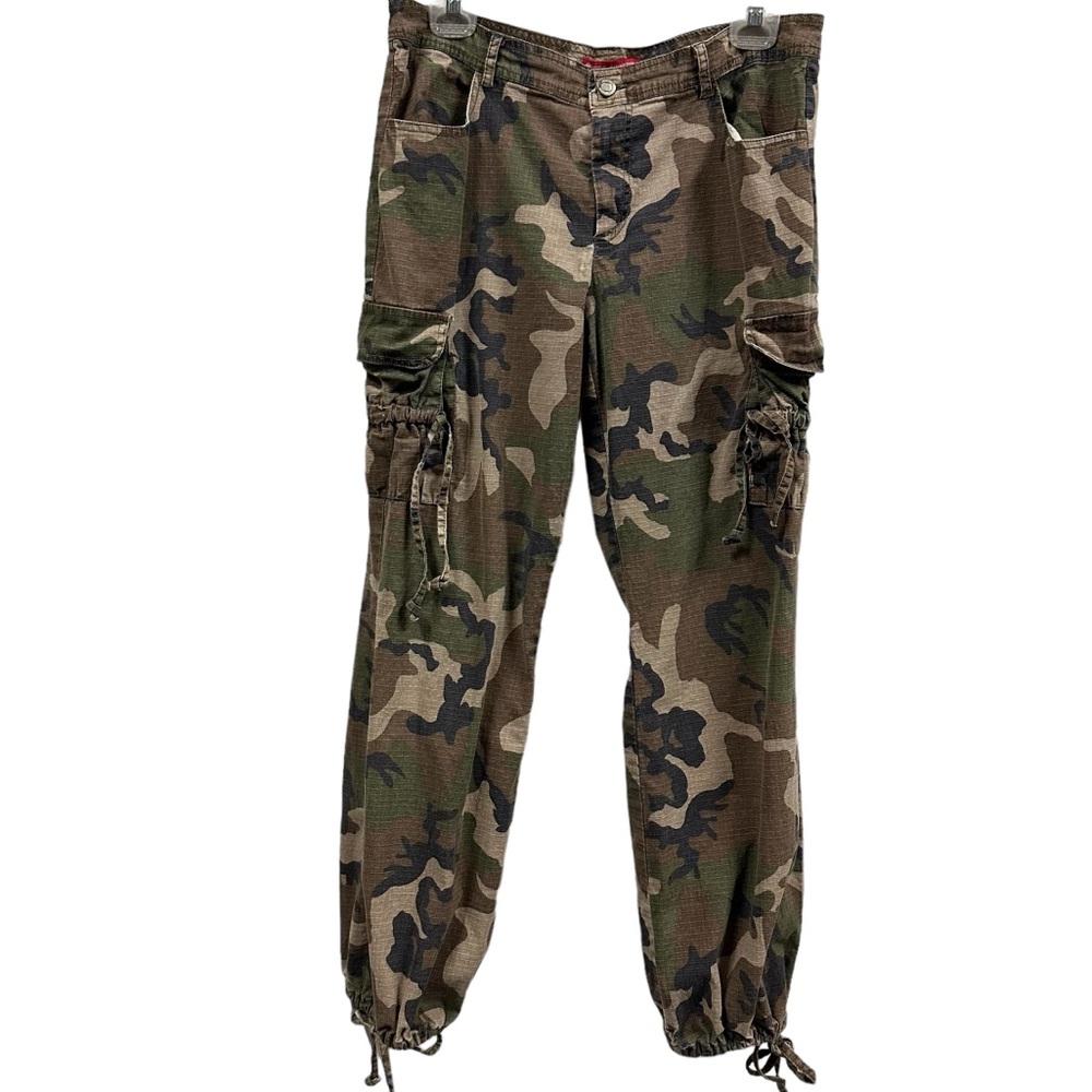 Miss Sixteen Camouflage Cargo Jogger Pants Ramie Cotton Spandex Blend Size 11